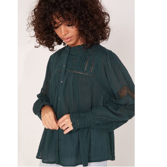 Free People Tops - 🎁 Free People Emma Eyelet Yoke Blouse